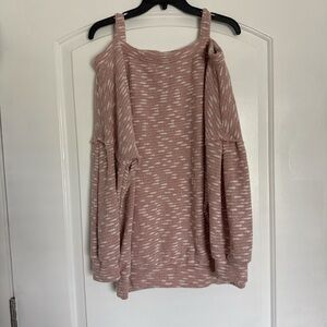 Off-the-Shoulder Pink Marled Sweater